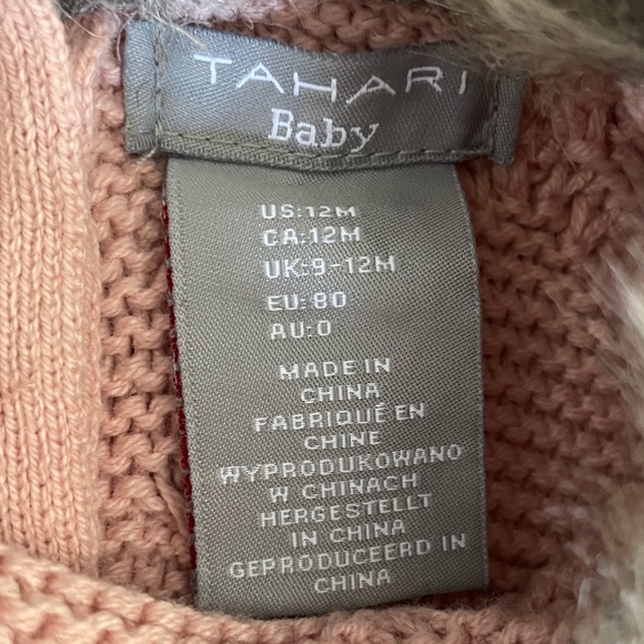 Girls 12 month dress with faux fur collar and cute buret hat. - Picture 3 of 3